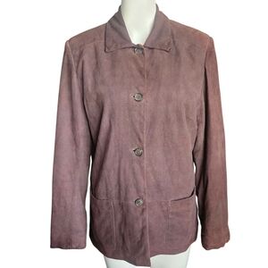 Talbots‎ Womens Chocolate Brown Suede Shacket 10 Career Lined Fall